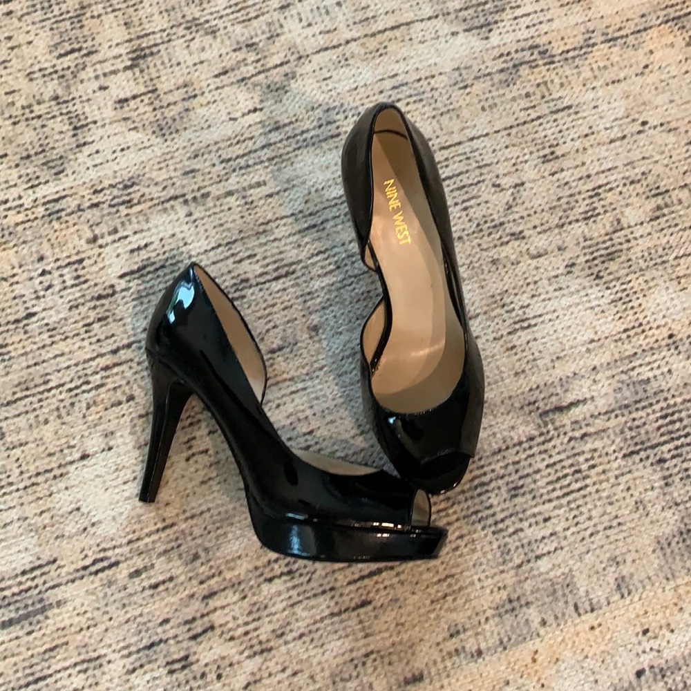 Glossy black heels